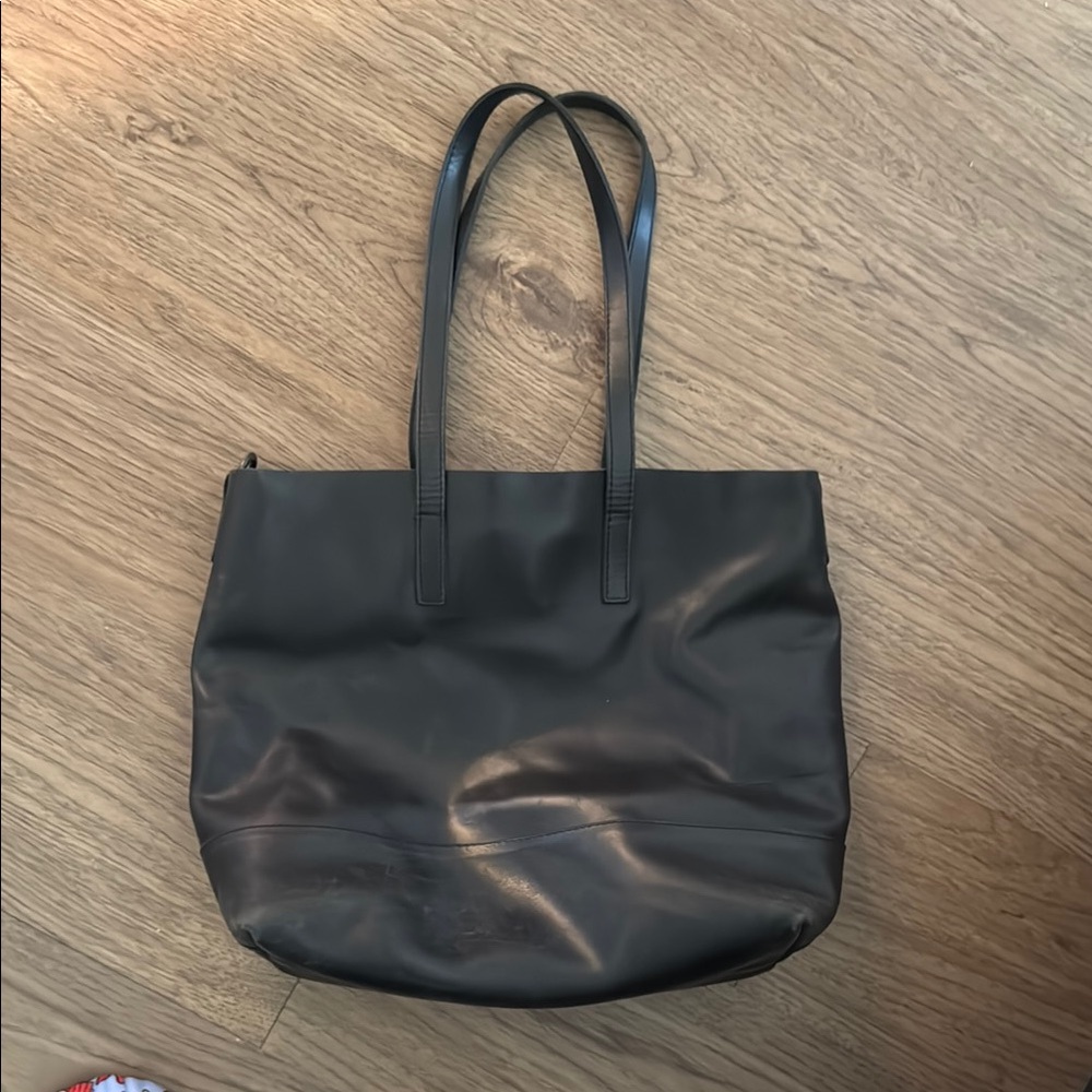 Able Black Leather Tote Bag